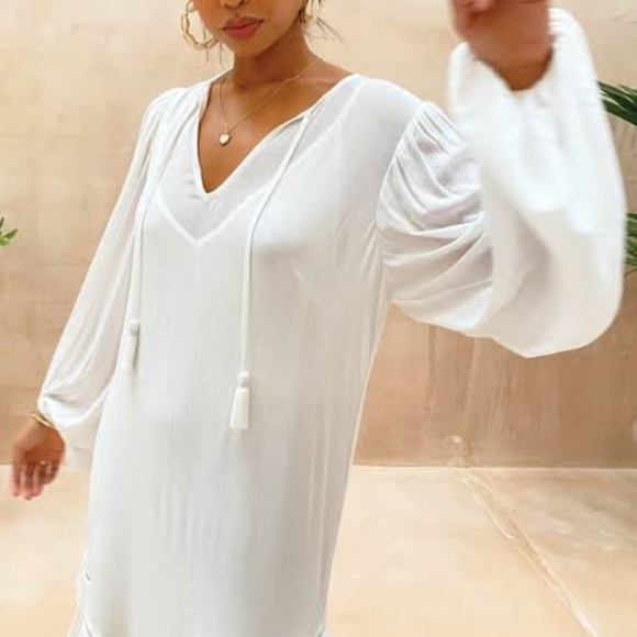 NEVER FULLY DRESSED White Harmony Long Sleeve Tiered Ruffle Maxi Dress NWT - Picture 4 of 16